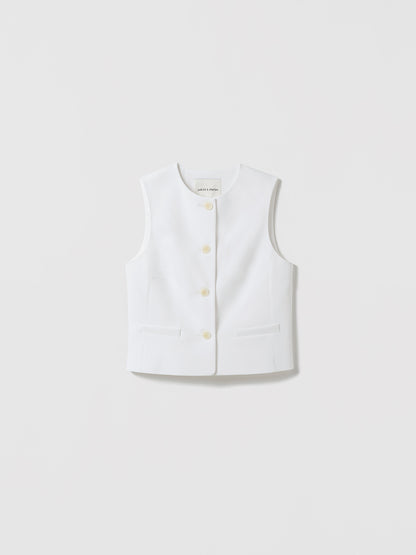White vest with buttons on a light gray background
