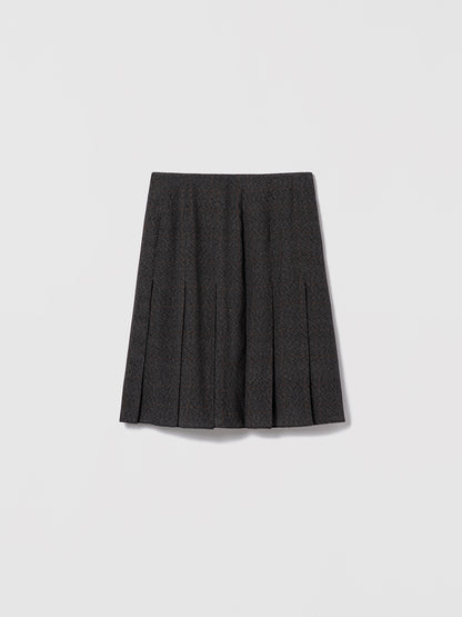 Grey plaid Prince of Wales pleated silk skirt by Judith & Charles