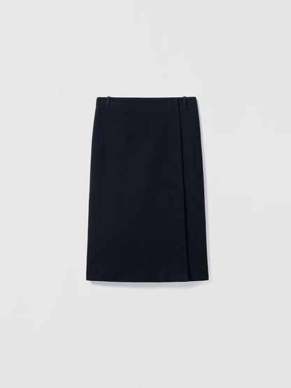 Navy skirt on a light gray background