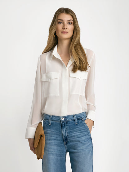 Sheer silk combo blouse