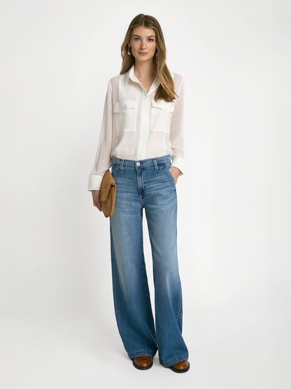 Sheer silk combo blouse