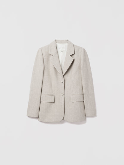 Judith and Charles Dax Jacket – Single-breasted jacket in striped cotton-linen with an easy fit, notch lapel, flap pockets, single back vent, and full lining; made in Portugal from Italian fabric, 27" back length (Style 704-1950).