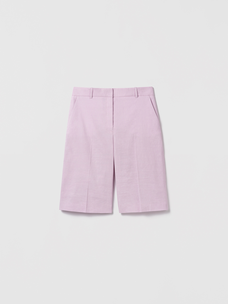 Bermuda jambe large coupe Easy Fit en lin extensible