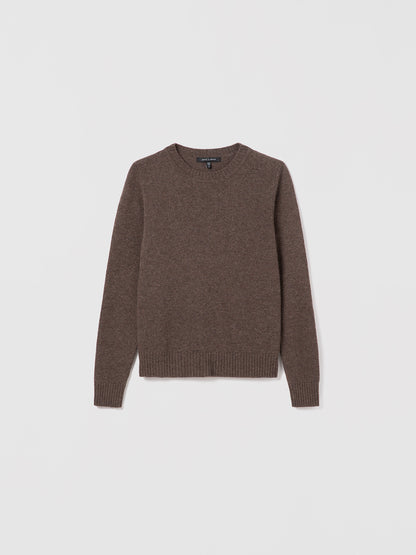  Judith & Charles chocolate 100% cashmere crewneck sweater with straight fit and smooth finish.