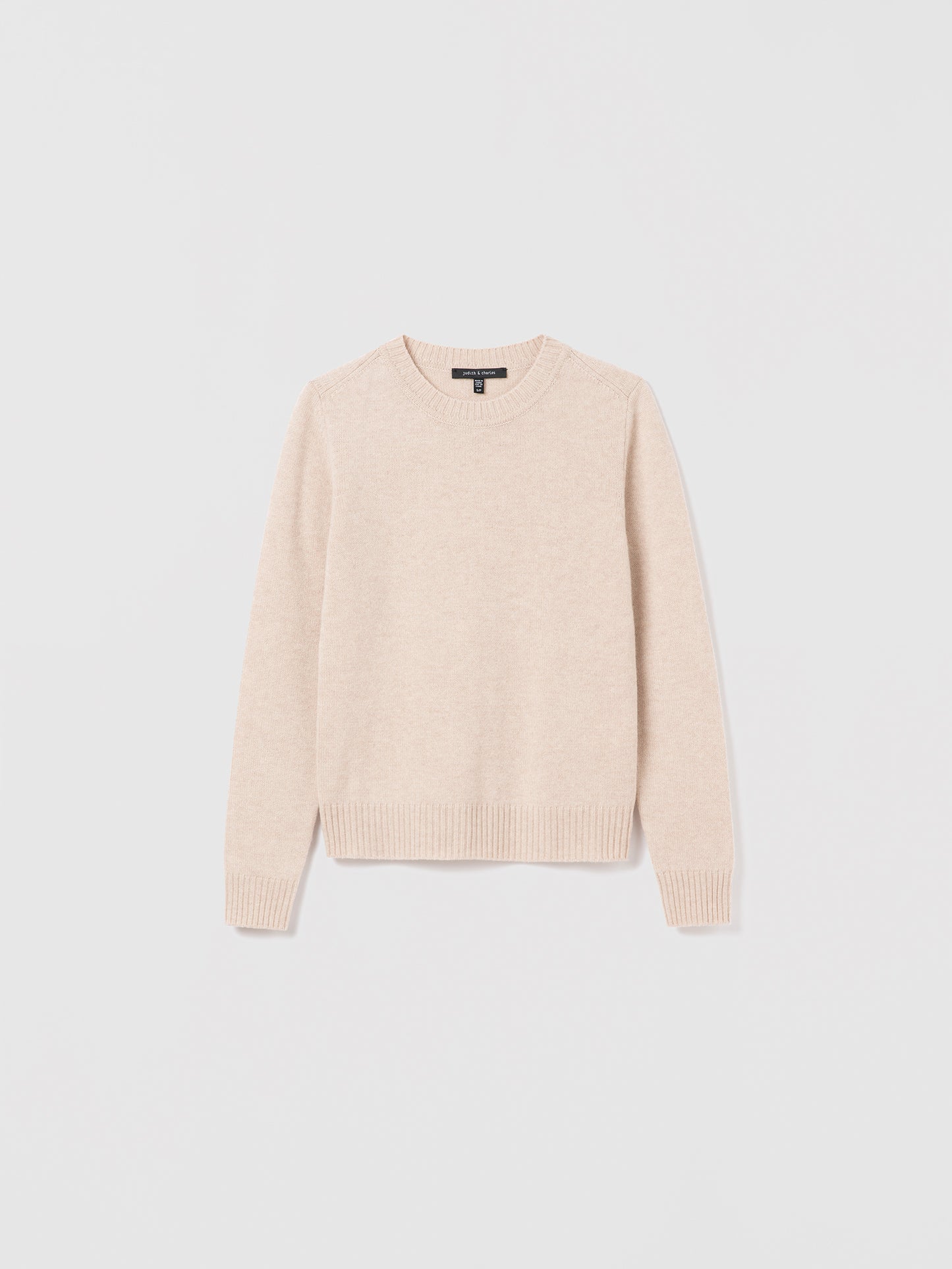  Judith & Charles wheat 100% cashmere crewneck sweater with straight fit and smooth finish.