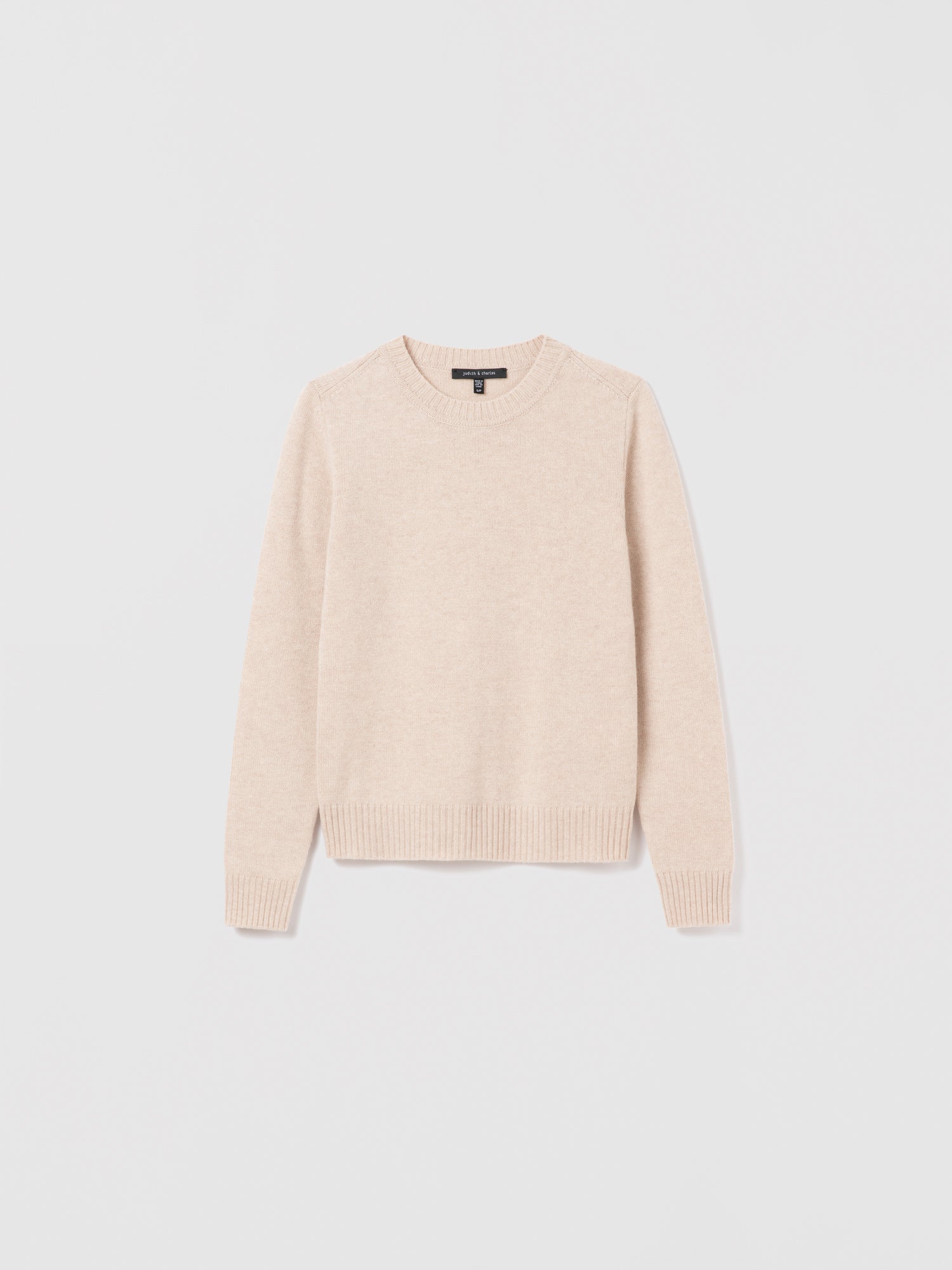  Judith & Charles wheat 100% cashmere crewneck sweater with straight fit and smooth finish.
