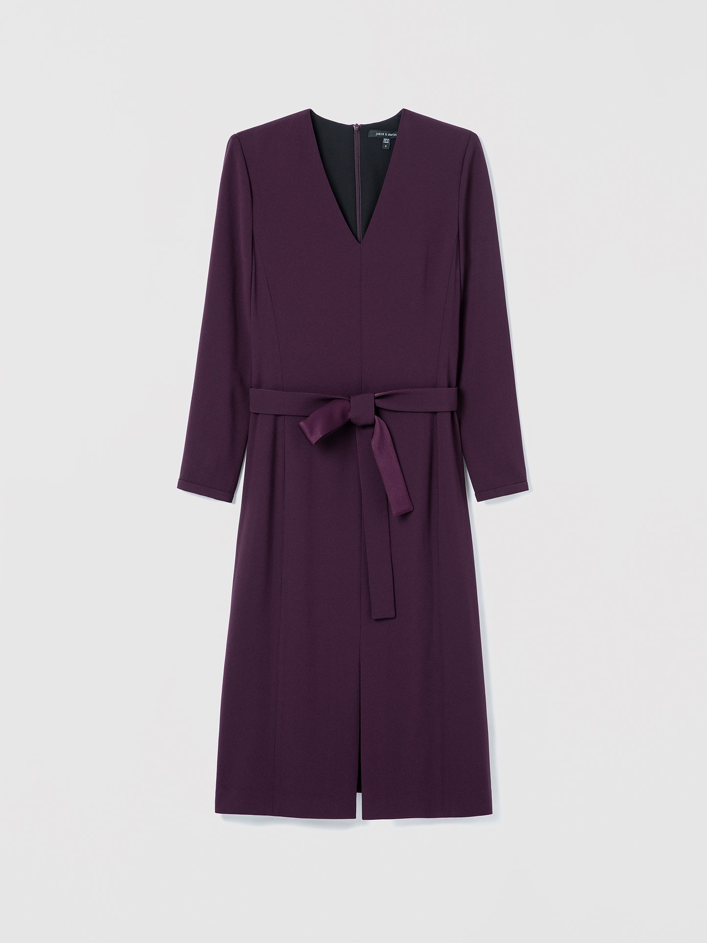 Long Sleeve V-neck Dress With a Self-Belt