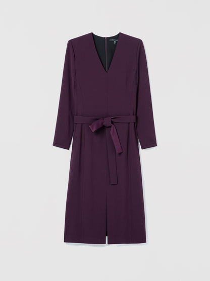 Long Sleeve V-neck Dress With a Self-Belt