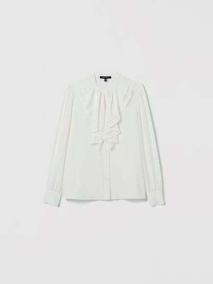 Off White blouse with a bow detail on a light gray background