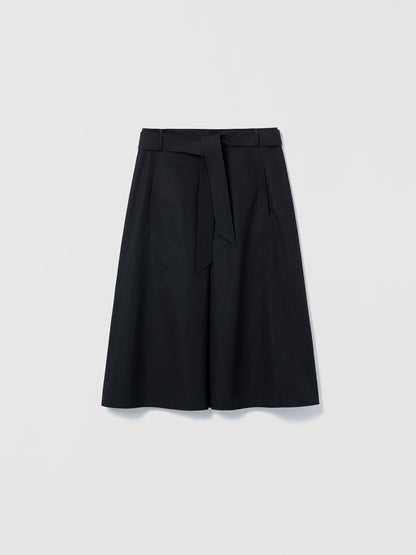 Belted poplin skirt