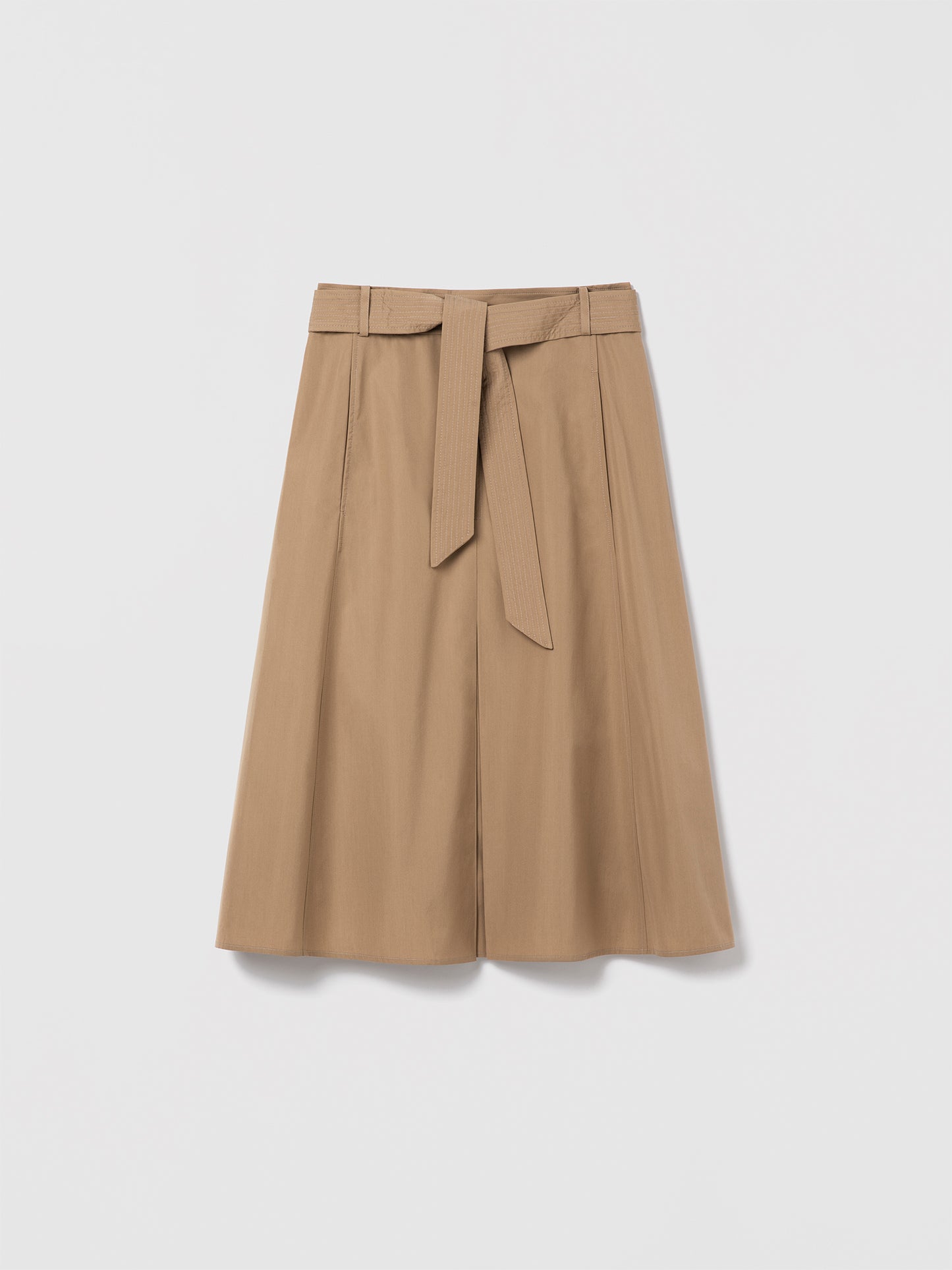 Belted poplin skirt