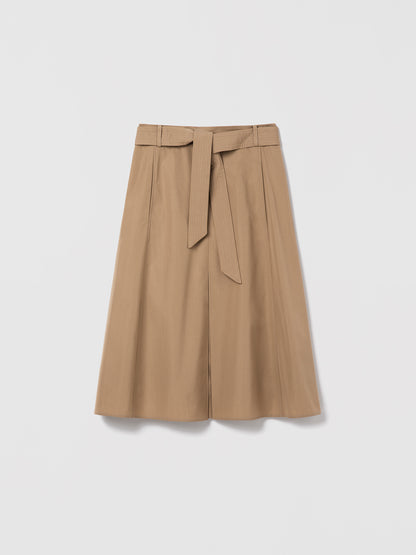Belted poplin skirt