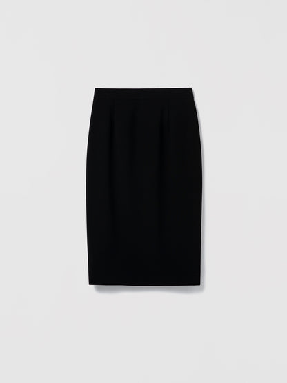 Black pencil skirt on a light gray background