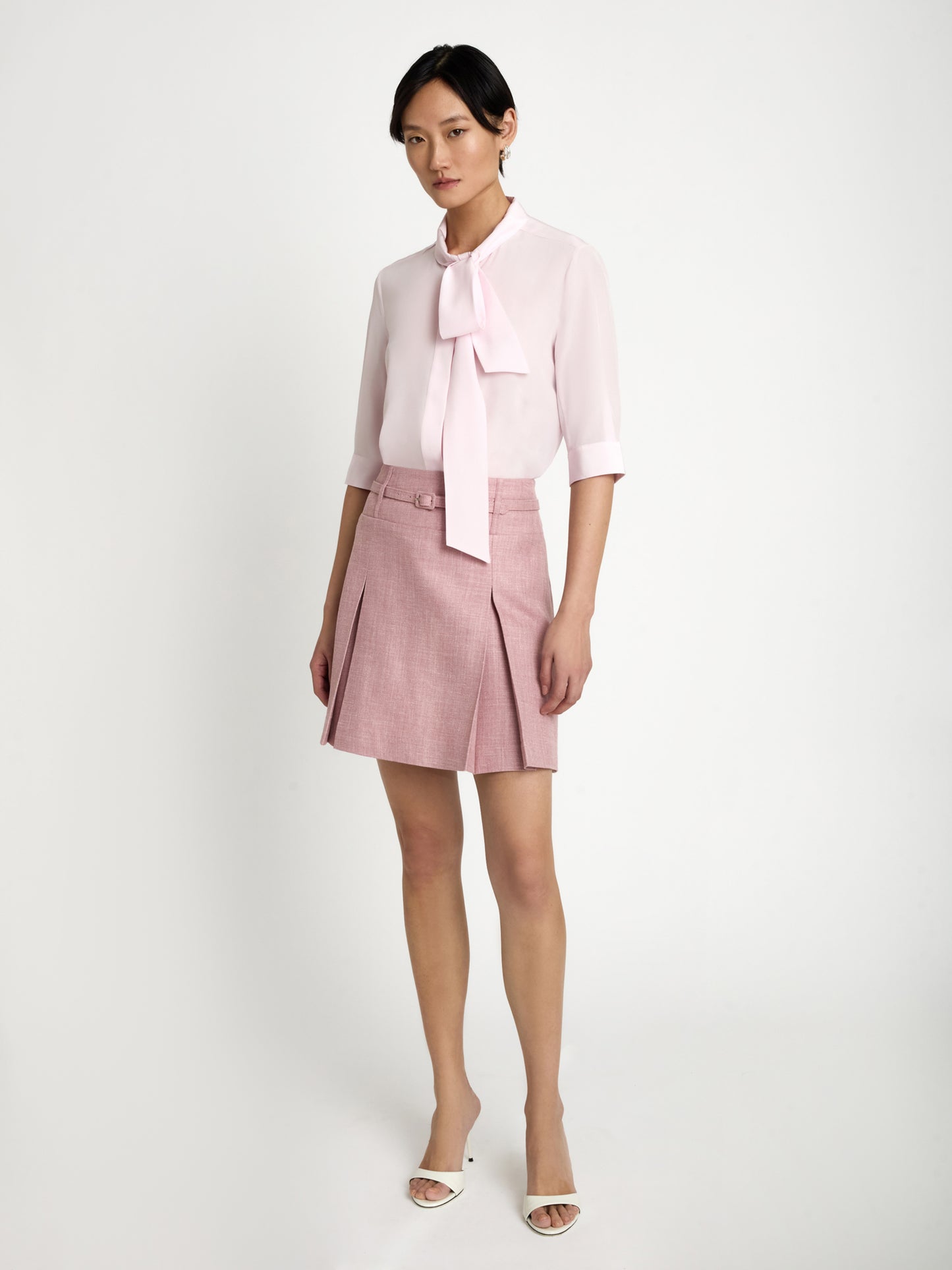 Blouse à cravate en soie
