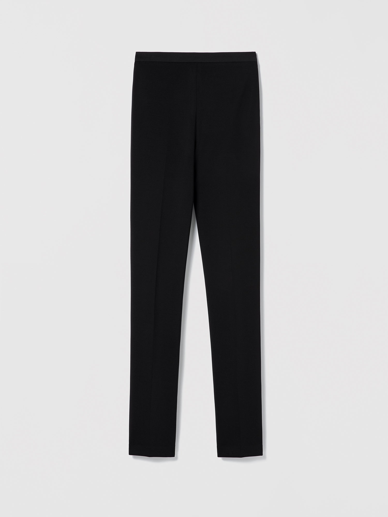 Black flat stretch polyamide pants, unlined, made in Canada from Italian fabric — Judith and Charles Jett Pant 752-3950
