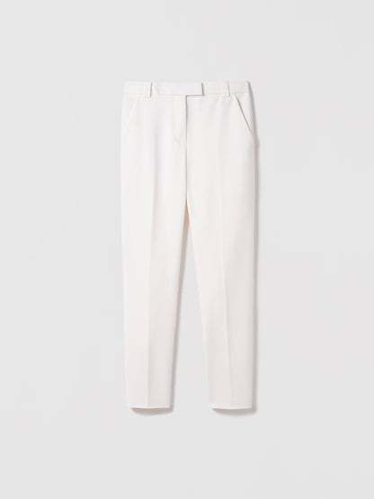 Judith and Charles off-white Lewis Pant – classic-fit trouser with extended waistband, hook-and-eye zip closure, slash pockets, back welt pockets, belt loops, and partial lining; made in Portugal, 28.5″ inseam