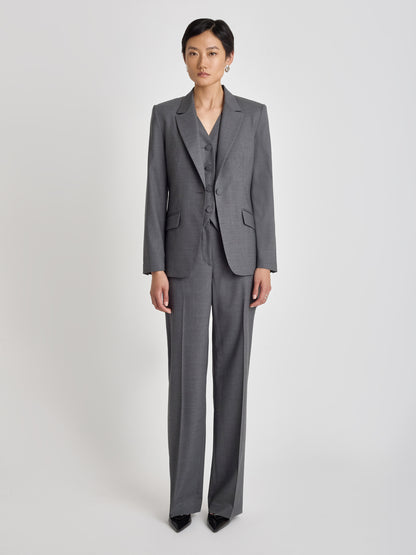 Straight stretch wool pant