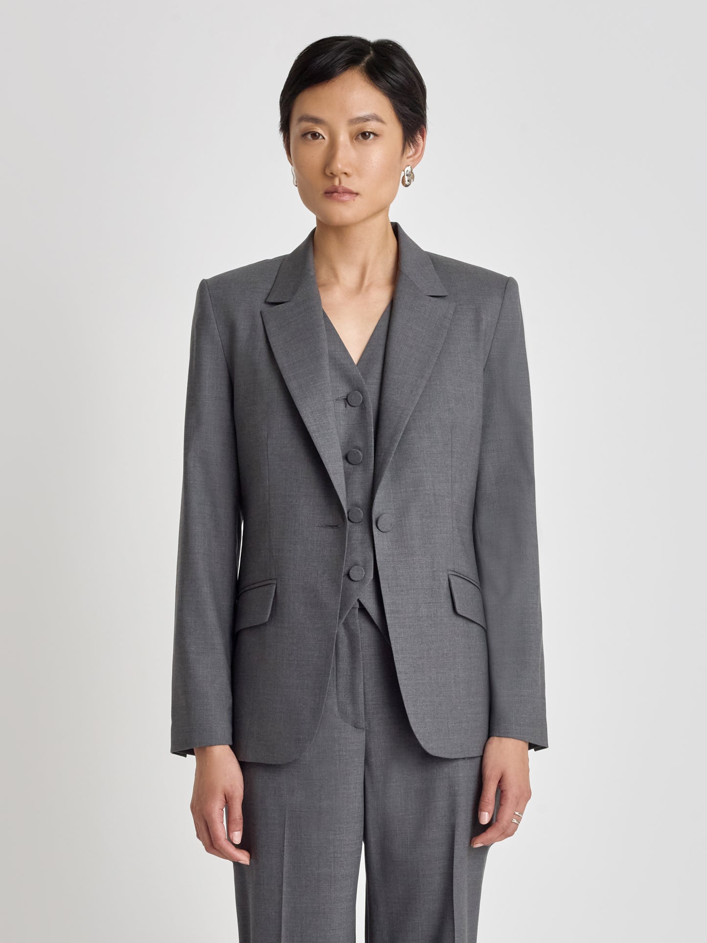 Classic fit stretch wool jacket