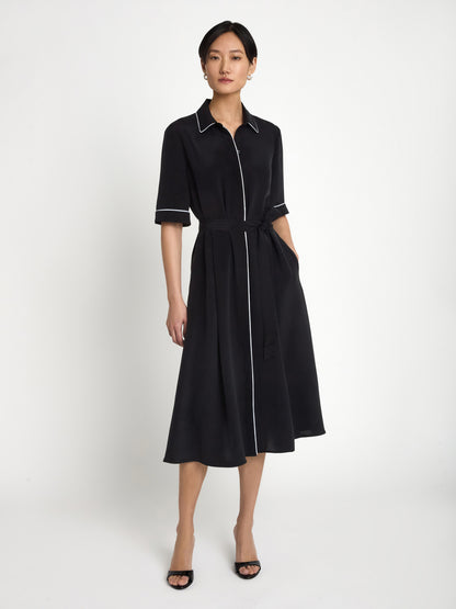 Belted silk dress
