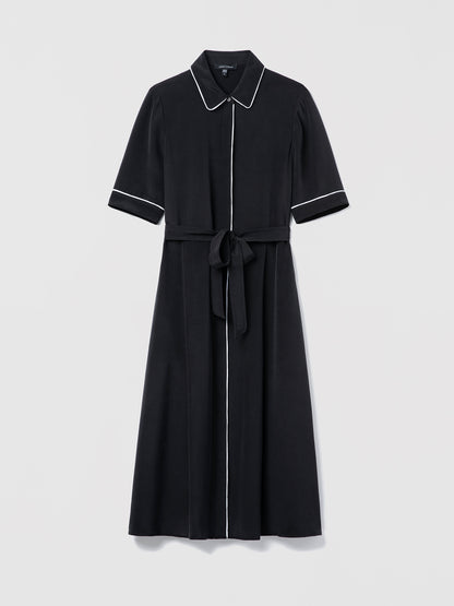 Belted silk dress