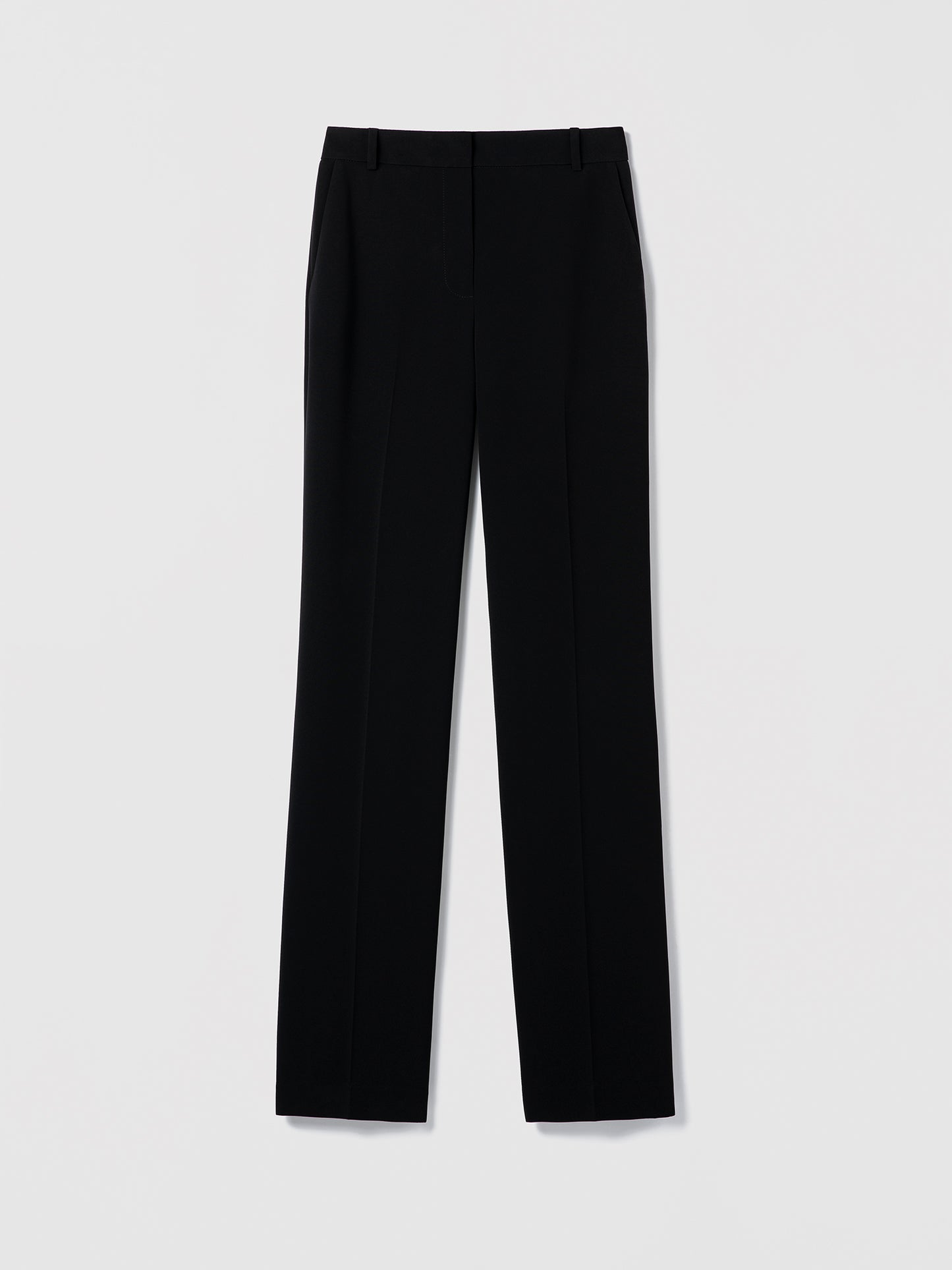 Black pants on a light gray background