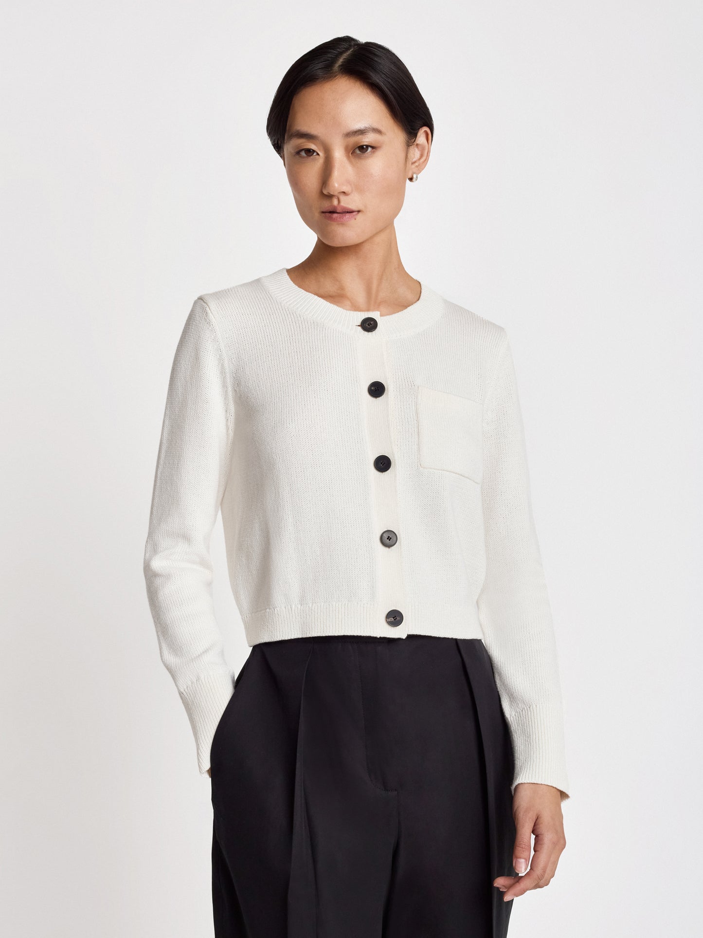 Organic cotton cropped cardigan