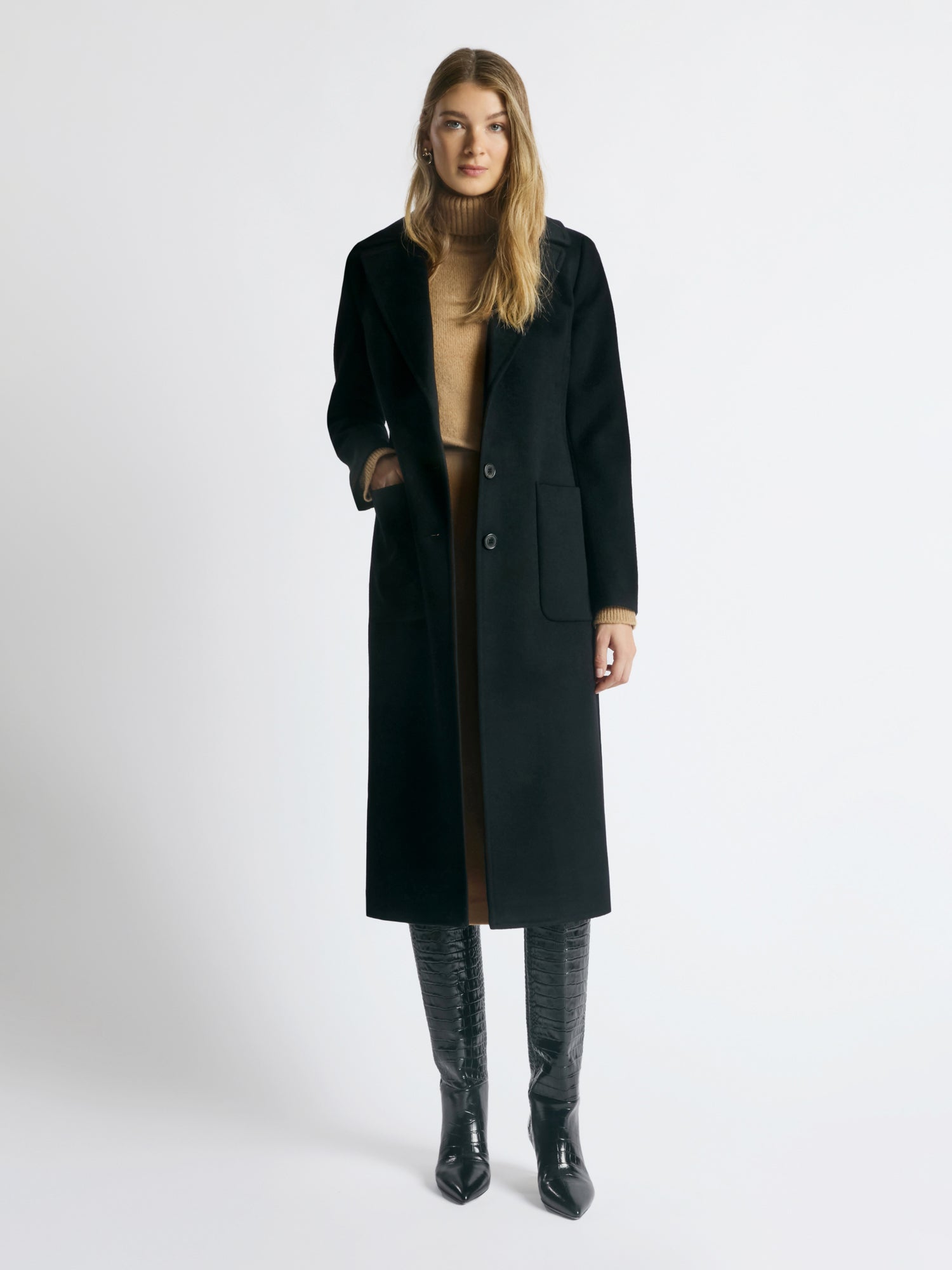 Black skirted coat clearance