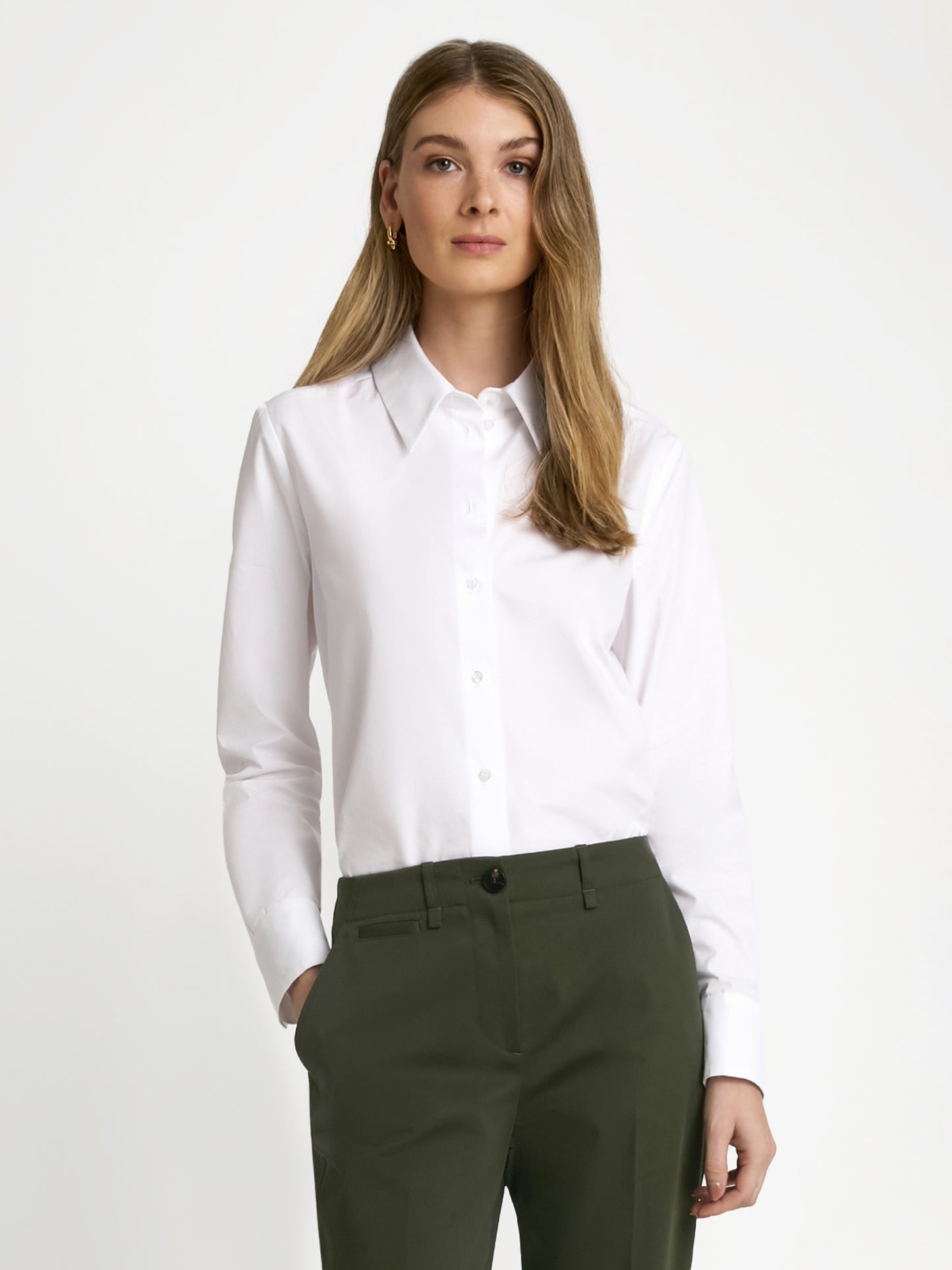 Blouse Classique en Popeline à Manches Longues