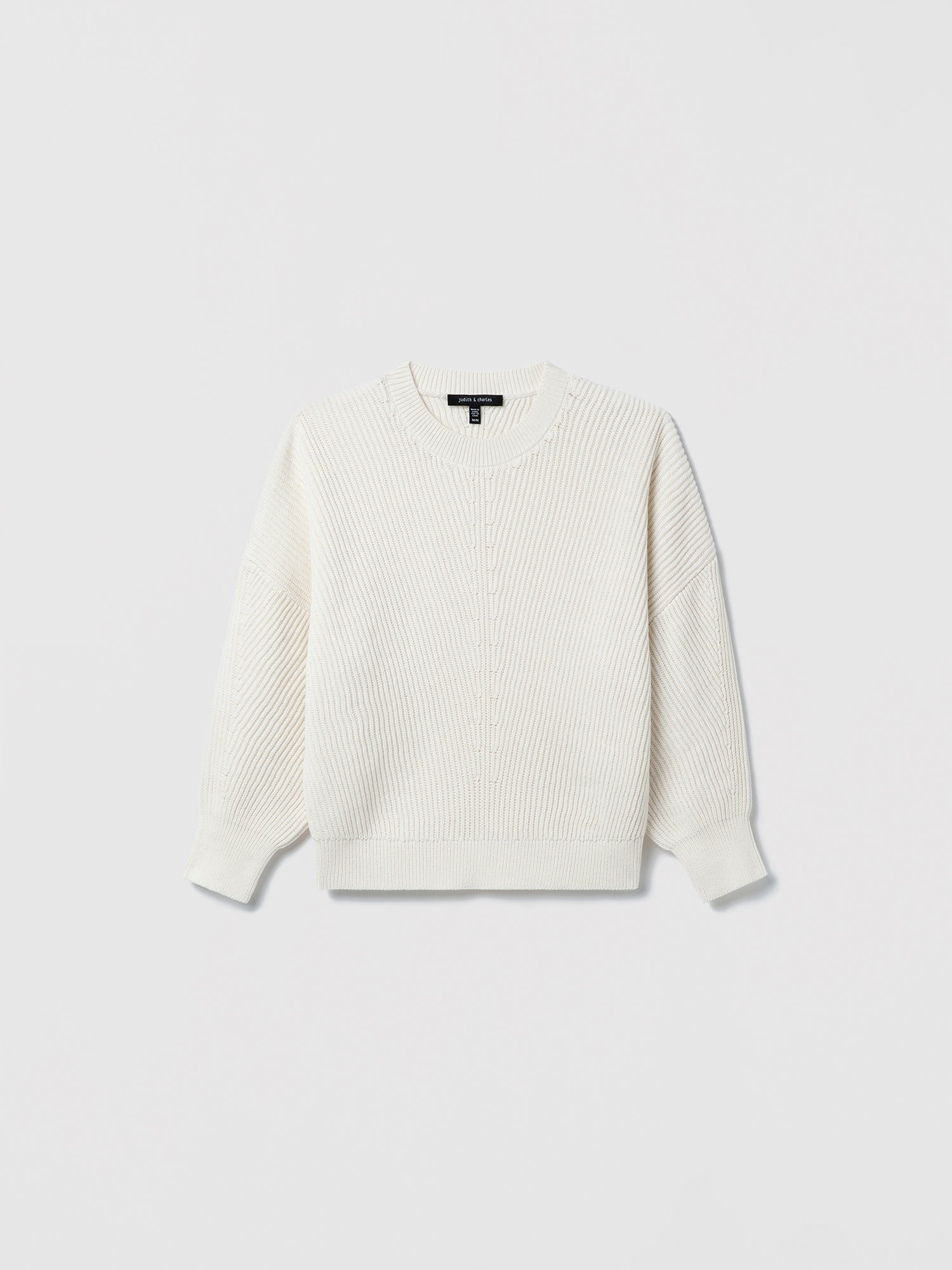 Off White ribbed sweater on a light gray background
