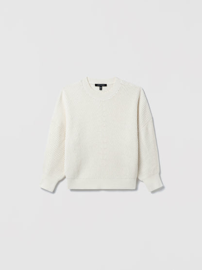 Off White ribbed sweater on a light gray background