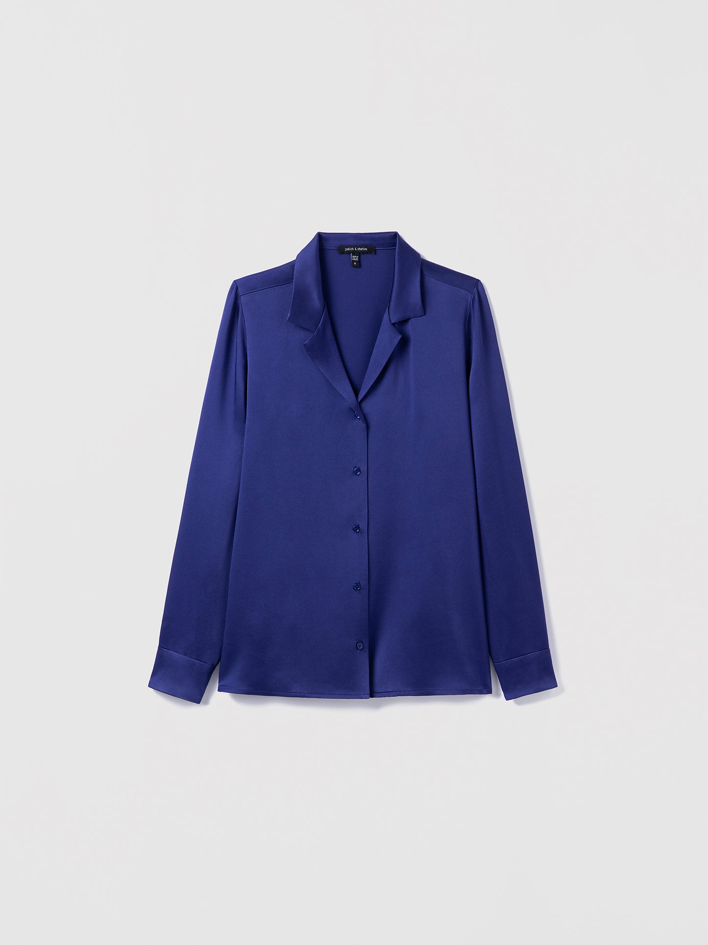 Blouse à Col Cranté en Crêpe Envers Satin