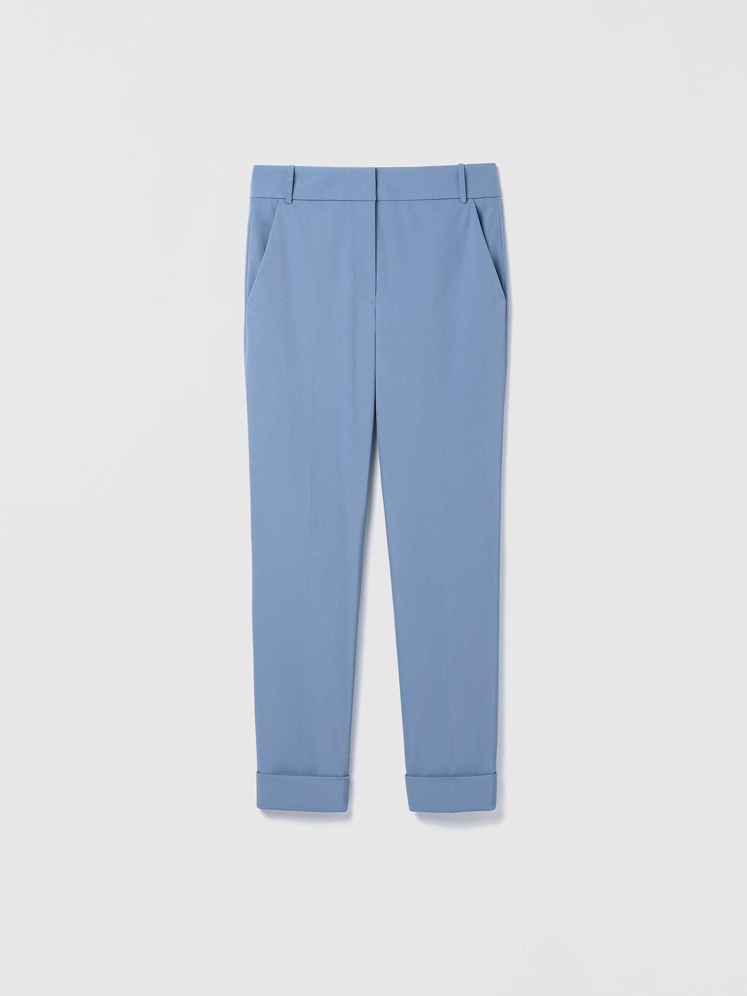 Smokey blue pants on a white background