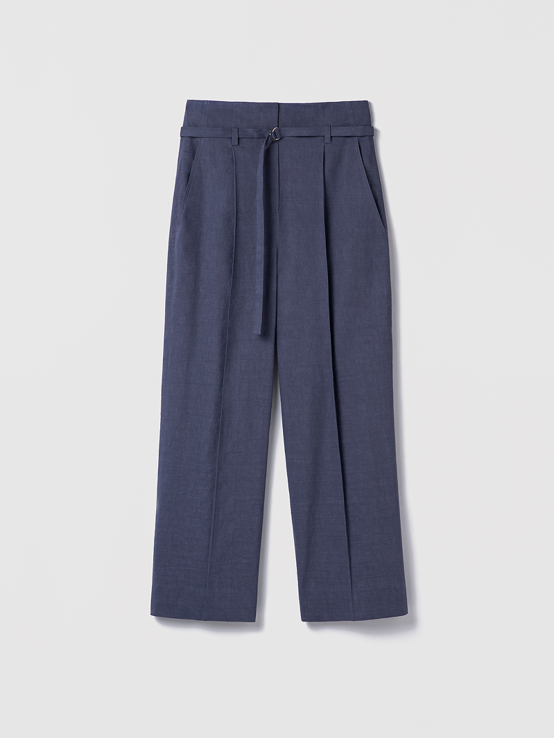 Stretch Linen Belted Pant