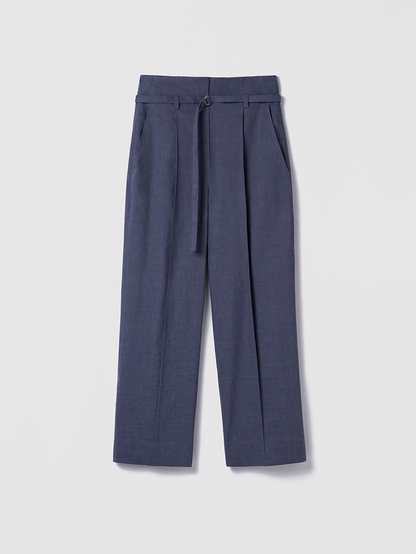 Stretch Linen Belted Pant