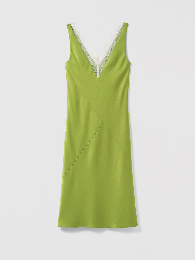 Lace‐Trim Slip Dress Moss Green / 2