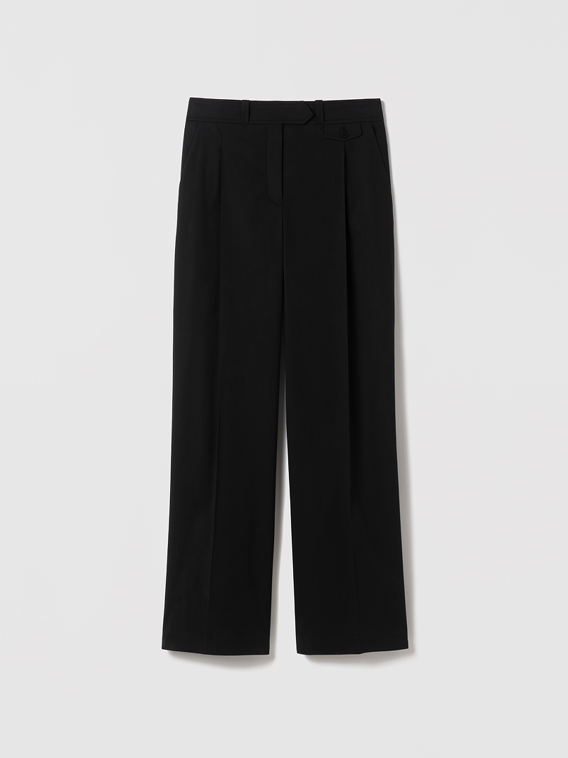 Pantalon en Coton à Jambe Large Plissée