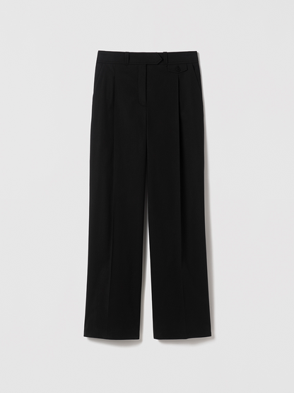 Pantalon en Coton à Jambe Large Plissée