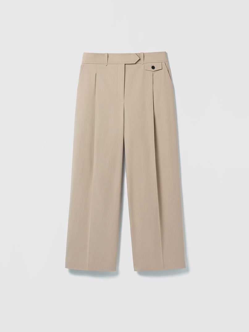 Wide Leg Pleated Cotton Pant
