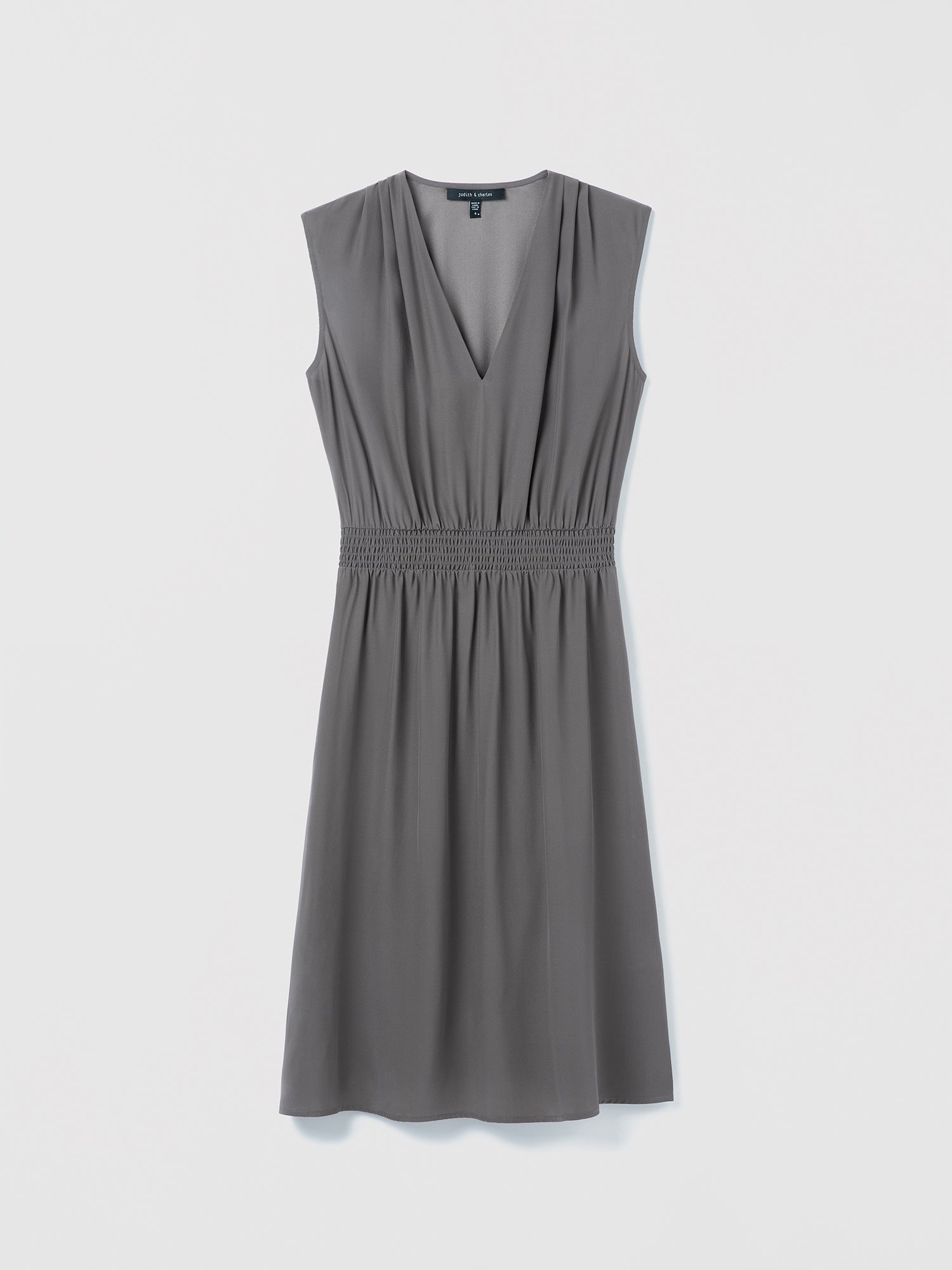 Gray sleeveless dress on a white background