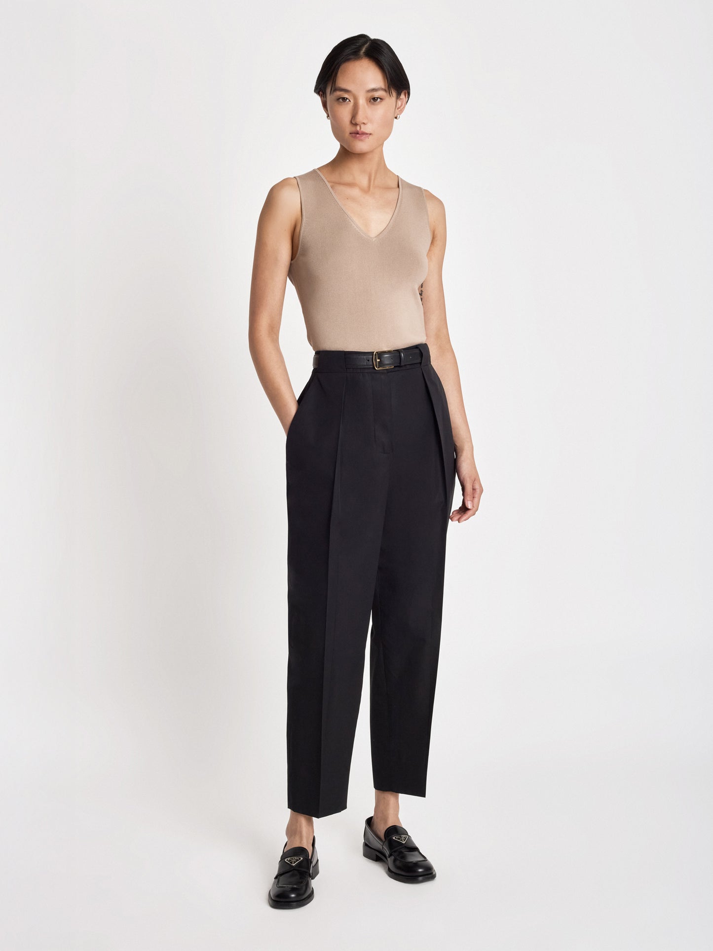 Pantalon à Pinces à Jambe Carotte