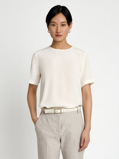 Silk crewneck blouse